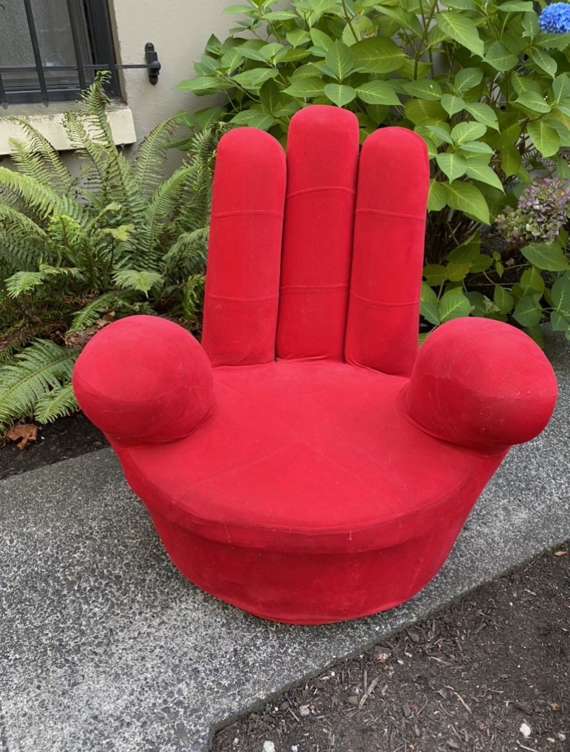 Red Swivel Velvet Plush Rotating Hand Chair