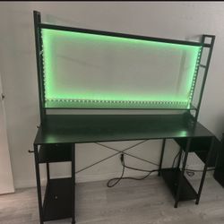 Computer desk with LED light