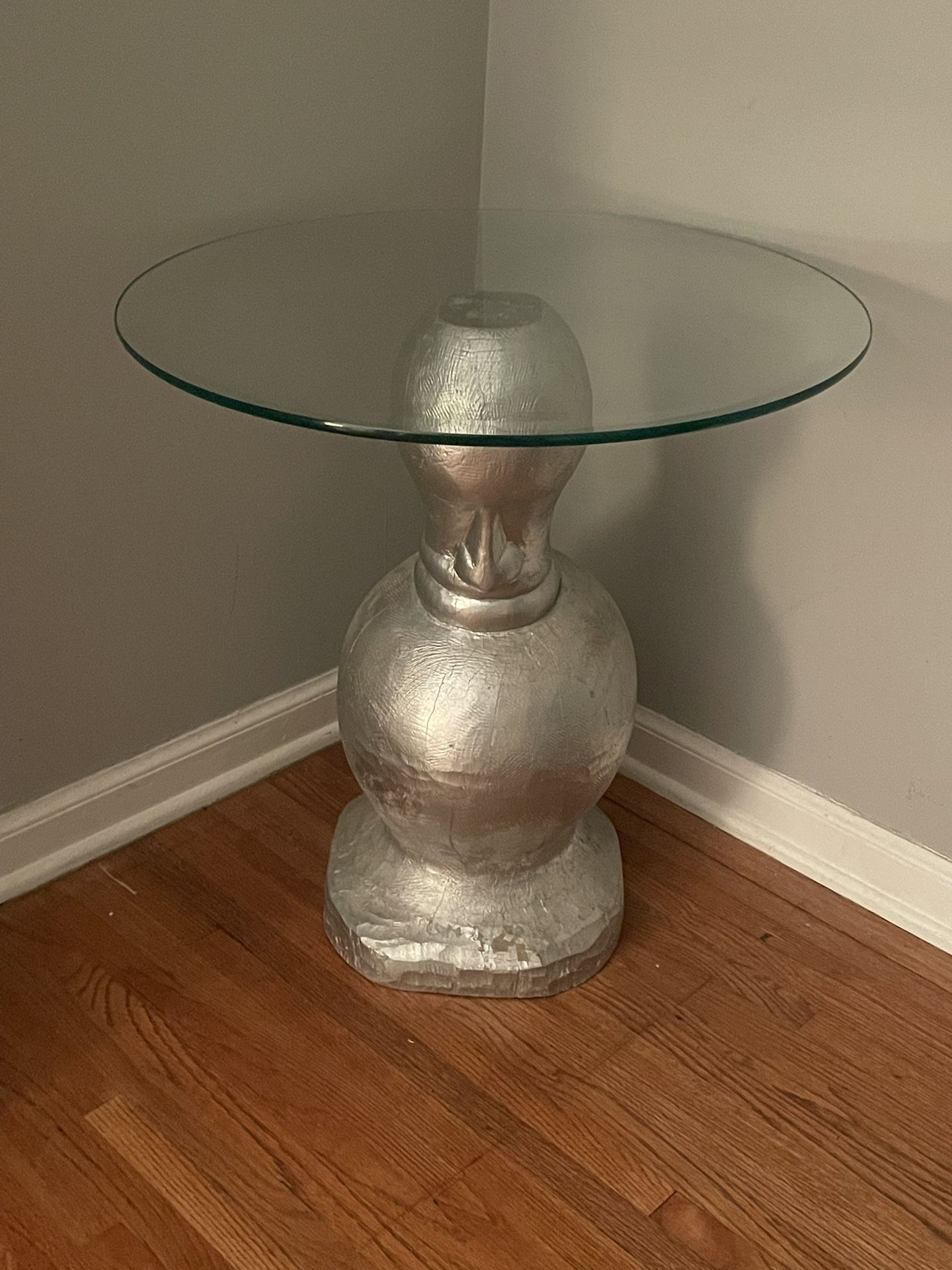 Hand Carved Solid Wood Statue Table