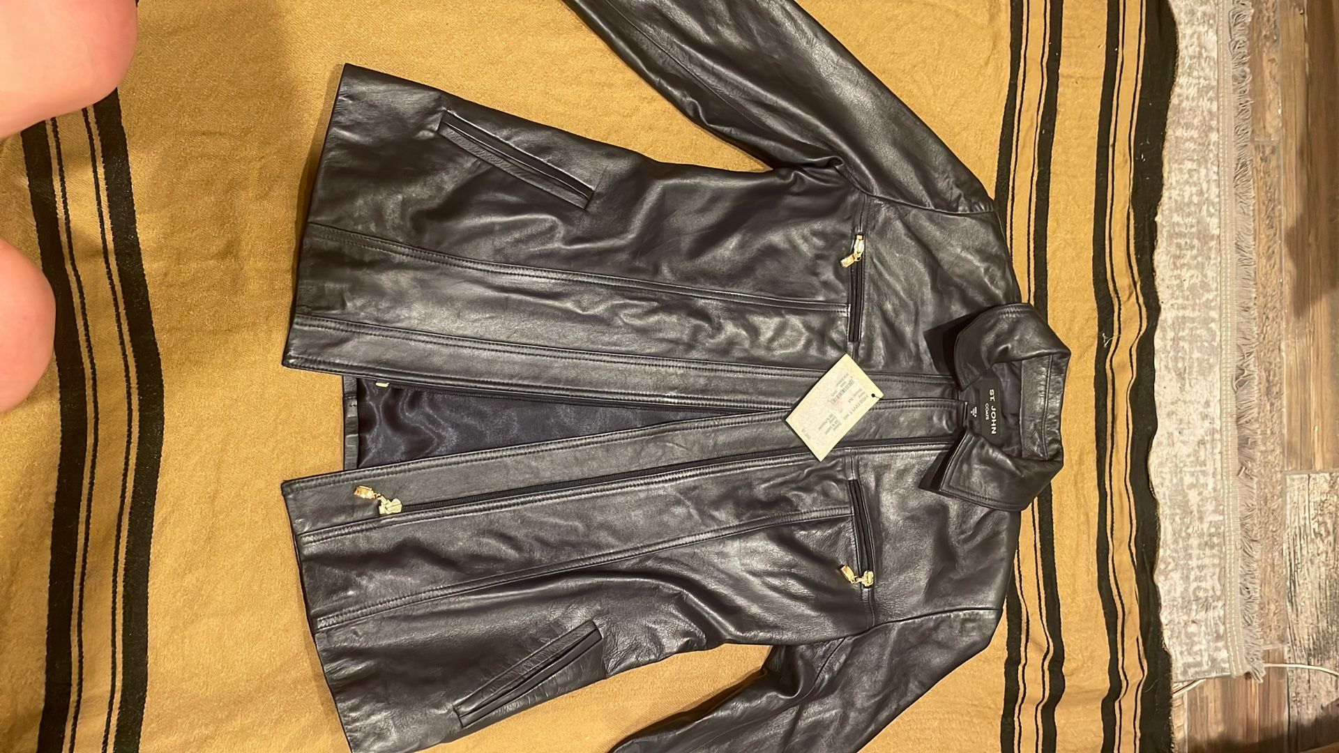 Deisgner Brand New Black Leather Jacket St 