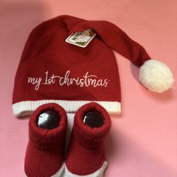 Baby first Christmas hat and boots 