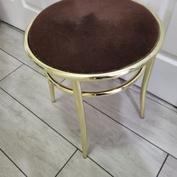 Mid Century Modern Gold Velvet Stool / Vintage Accent Chair Diameter 16" × 18"Height ~ Good Condition Pet Free Smoke Free Home