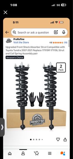 Upgraded Front Shock Absorber Strut Compatible with Toyota Tundra 2007-2021 Replace 171119R 171119L Strut and Coil Spring Assembly pair Brand new  FRE
