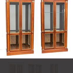 Glass Vitrines-w/Gold-Russian Light up Display Cabinets Pair For$4,500