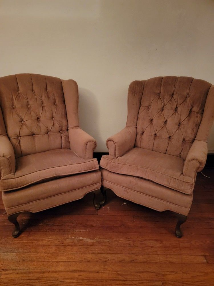 2 Tufted Wingback Chairs