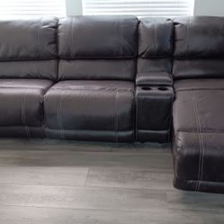 Pleather Home Theater / Gaming Power Reclining Sofa