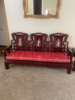 Chinese Rosewood Sofa with Mother of Pearl Inlay