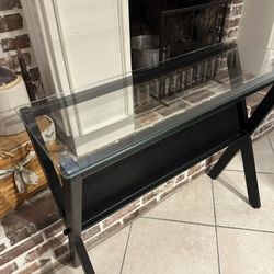 Pottery Barn Bentley Glass Console Table / Entryway Table with Magazine or Book Shelf / Sofa Table