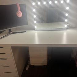 IKEA desk &  Hollywood mirror- NEED GONE