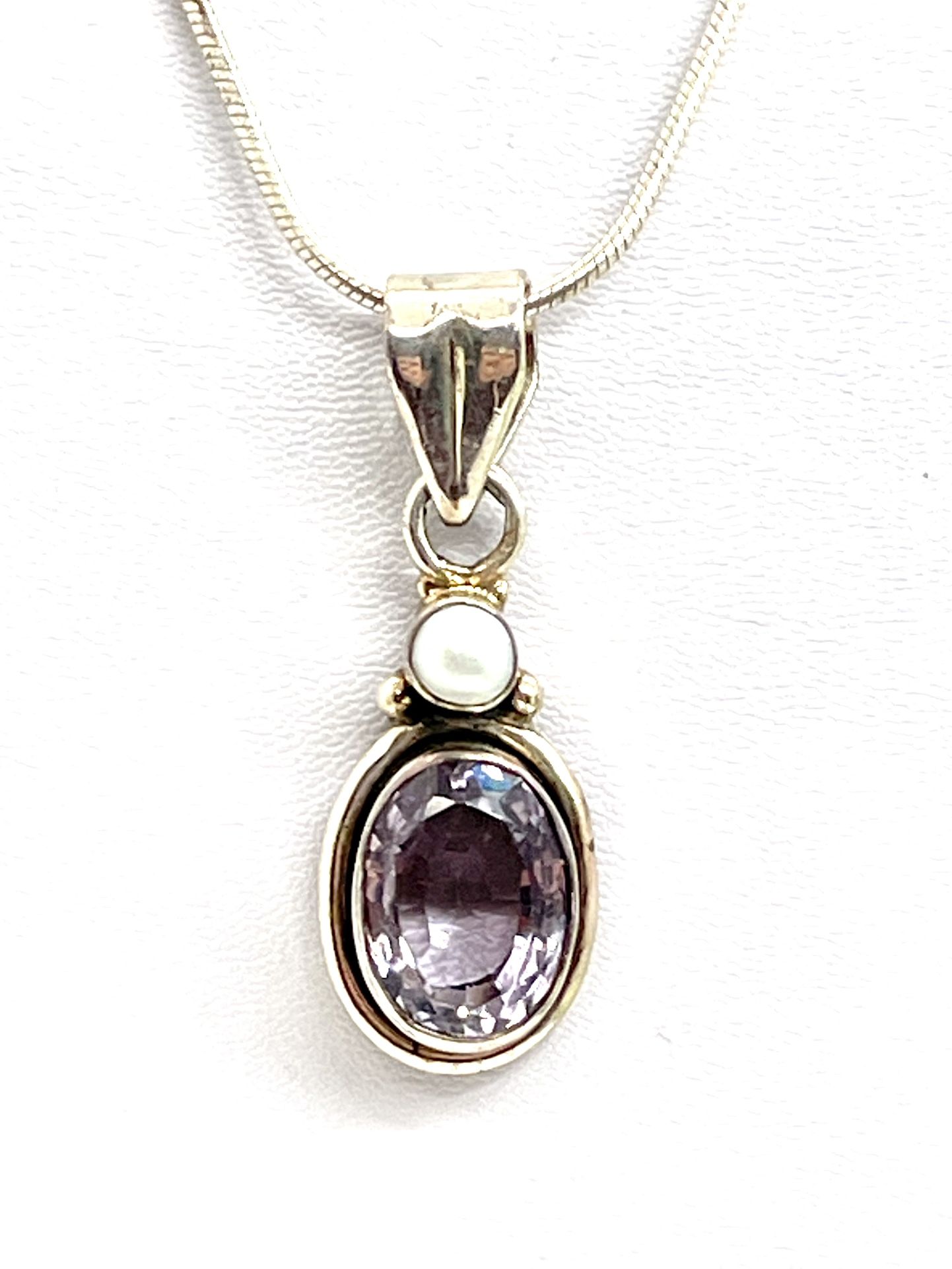 New Sterling Amethyst Pendant Necklace