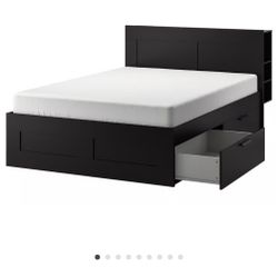 BRIMNES Bed frame with storage & headboard & Mattress