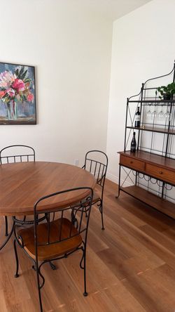 Wood and Rod Iron Bistro Set