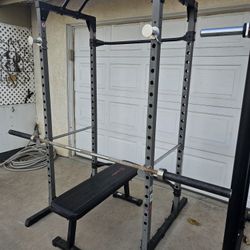 Weights, Squat Rack And Bench 