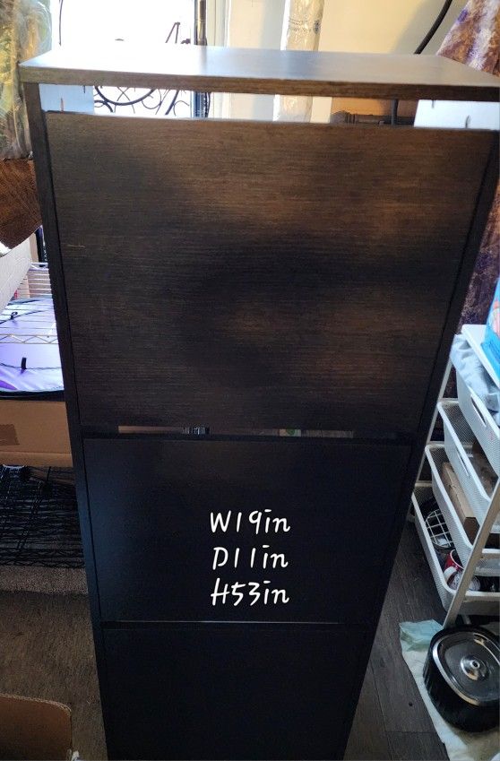 Shoe Cabinet 3 Compartment Brown