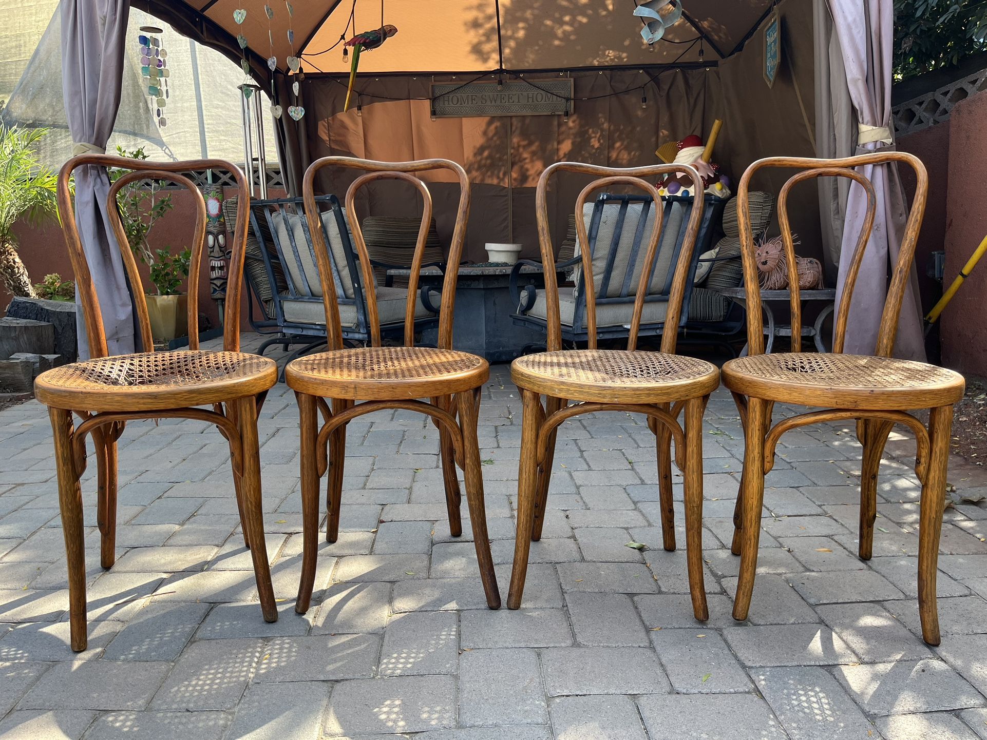 Antique Jacob and Josef Kohn Bentwood Cane Chairs Set of Four
