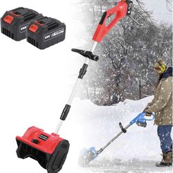 Battery Snow Blower with Auxiliary Handle,Cordless Electric Snow Shovel, 21V Battery Powered Snow Thrower,with Li-ion Battery & Charger, Small Househo
