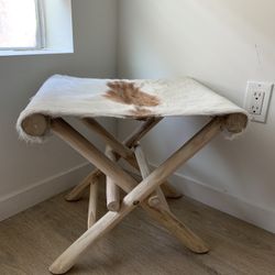 Faux Cow Hide Folding Stool