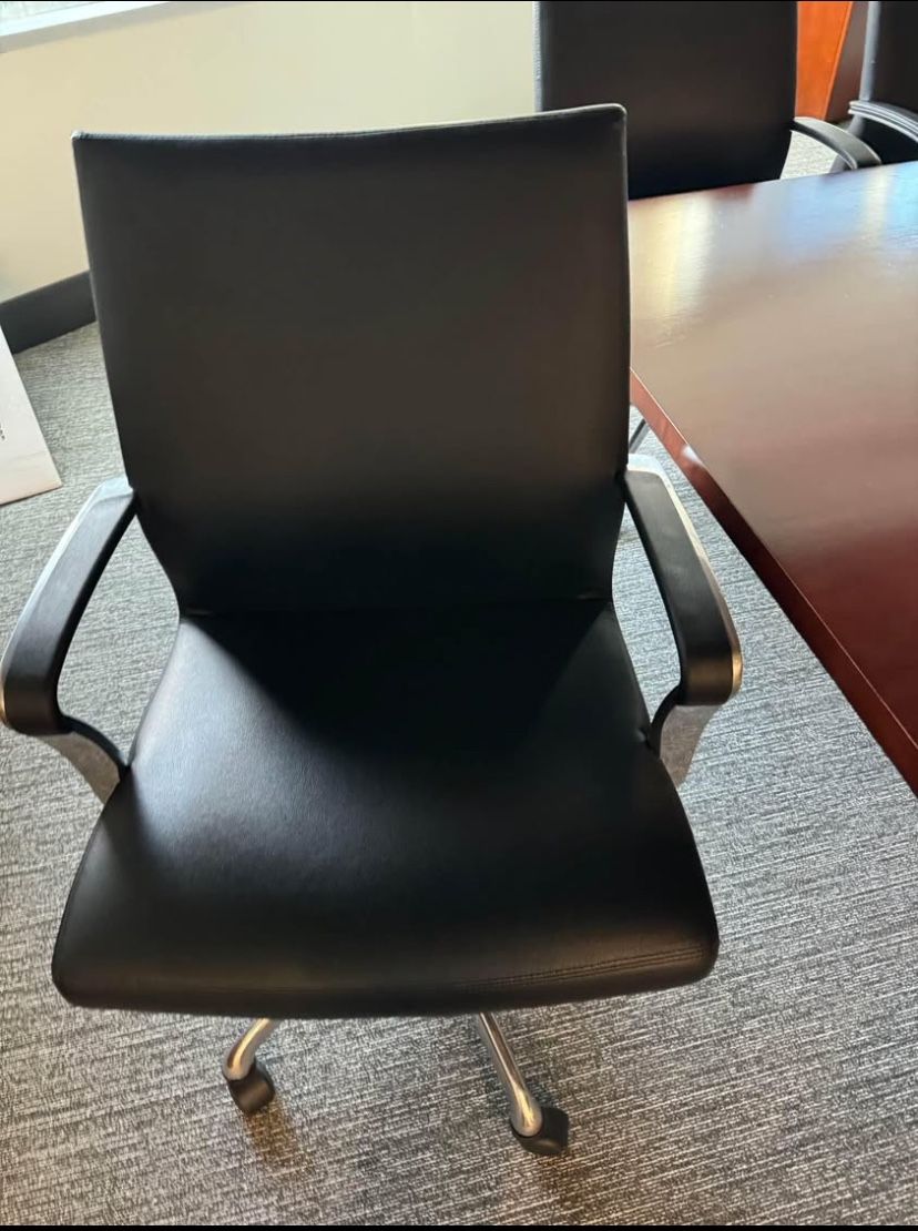 Coalesse Black Leather Conference Chairs