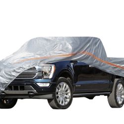 Truck Cover Waterproof All Weather,6 Layer UV Resistant Pick Up Truck Cover with Door Zipper and Reflective Tape, Length Up to 204"