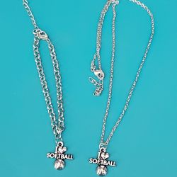 I Love Softball Necklace And Bracelet Set 