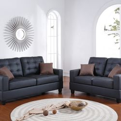 Brand New Brown Faux Leather Sofa + Loveseat 2PCs Set