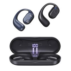 new Open Ear Headphones, Wireless Earbuds 40H Playtime Air Conduction Headphones with Mic, Bluetooth 5.3 Over Ear Headphones IPX6 with Ear Hooks & LED