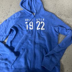 Blue Hollister Co. zip-up hoodie size medium