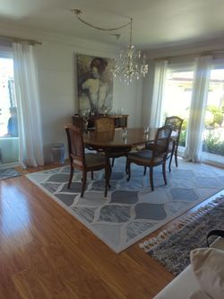 Solid Oak Dining Set 63 In With Extensions Four Chairs With Your Tan Backing All 100% Oak Wood For Sale