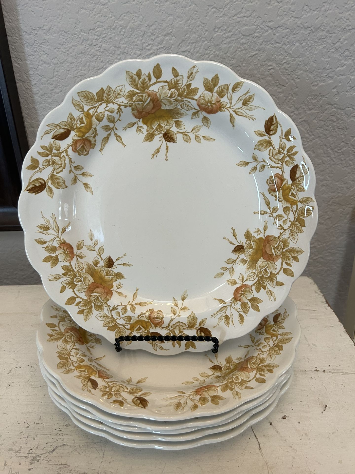 Vintage Set Of 6 English Dinner Plates By Ridgeway