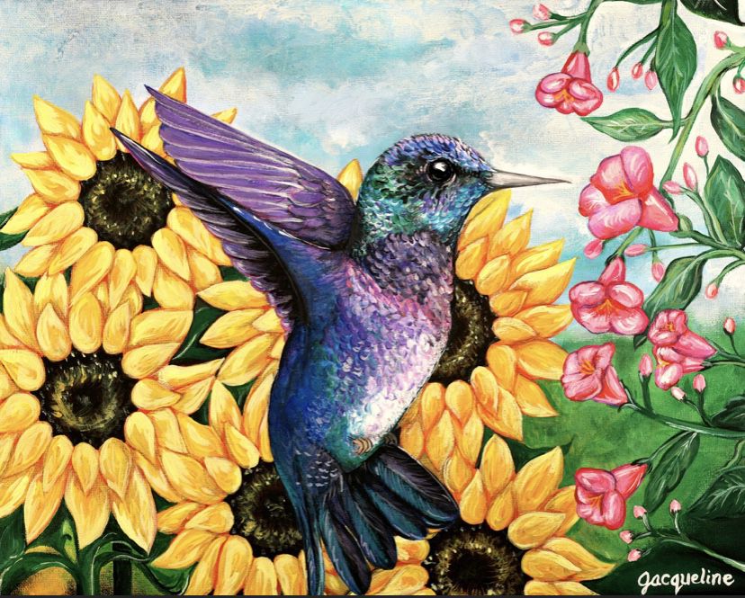 Hummingbird Sunflower Artwork