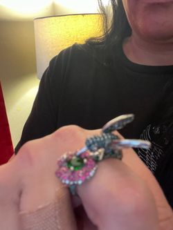 Hummingbird ring with rhinestones multi colored