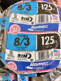 125 ft. 8/3 Black Stranded Romex SIMpull CU NM-B W/G Wire my