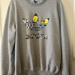 Vintage Y2k Adidas Originals Trefoil Leaf Graphic Crewneck Sweater Streetwear skater Sz 3XL