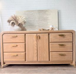 Vintage Mid Century Modern style Oak Wood 9 Drawer Dresser By Arbek