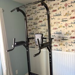 Power Tower Pull Up Bar Station, 450LB Stable Pull Up Dip Station