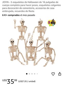 5-Pack 16-Inch Posable Halloween Skeletons