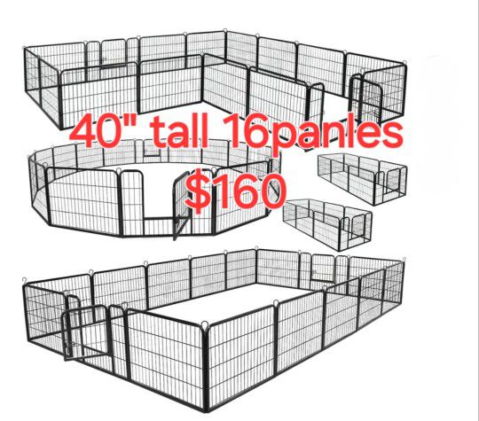 New 40" Tall Xl Dog Playpen 16 Panel Foldable Dog Play Yard Shapable Animal Cage Pet Fence 