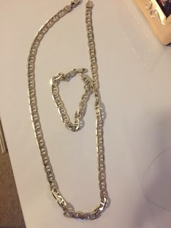Cadena y pulsera de plata italiana ley 925