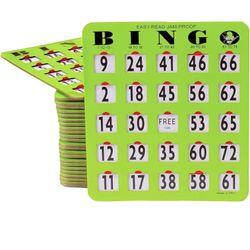 MR CHIPS Jam-Proof Easy-Read Large Print Fingertip Bingo Cards with Sliding Windows - 50 Pack 