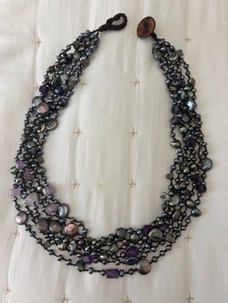 Multi-Strand Pearl and Amethyst Beaded Necklace