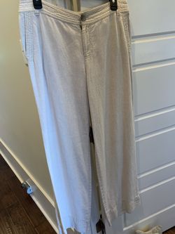 Beige wide leg linen pants