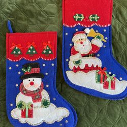 16” Felt Embellished Christmas Stockings New 