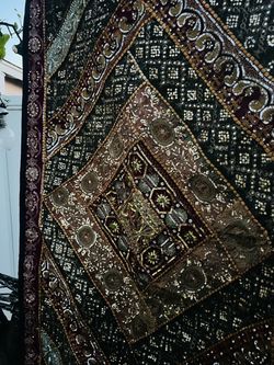 Large Handmade Embroidered Sequins Vintage Tapestry Art Wall Decor