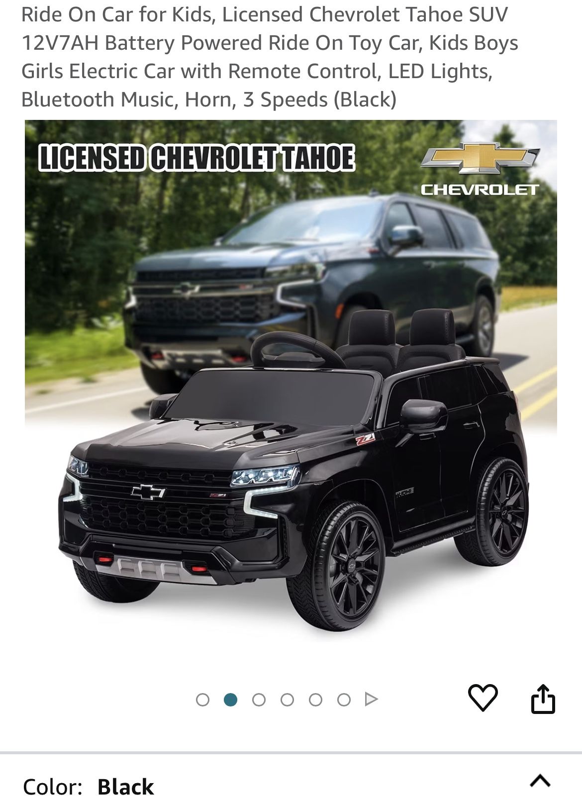 Ride On Car for Kids, Licensed Chevrolet Tahoe SUV 12V7AH Battery Powered Ride On Toy Car, Kids Boys Girls Electric Car with Remote Control, LED Light