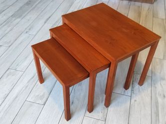 Danish Modern Bent Silberg Mobler Teak Danish Nesting Tables (Set of 3)