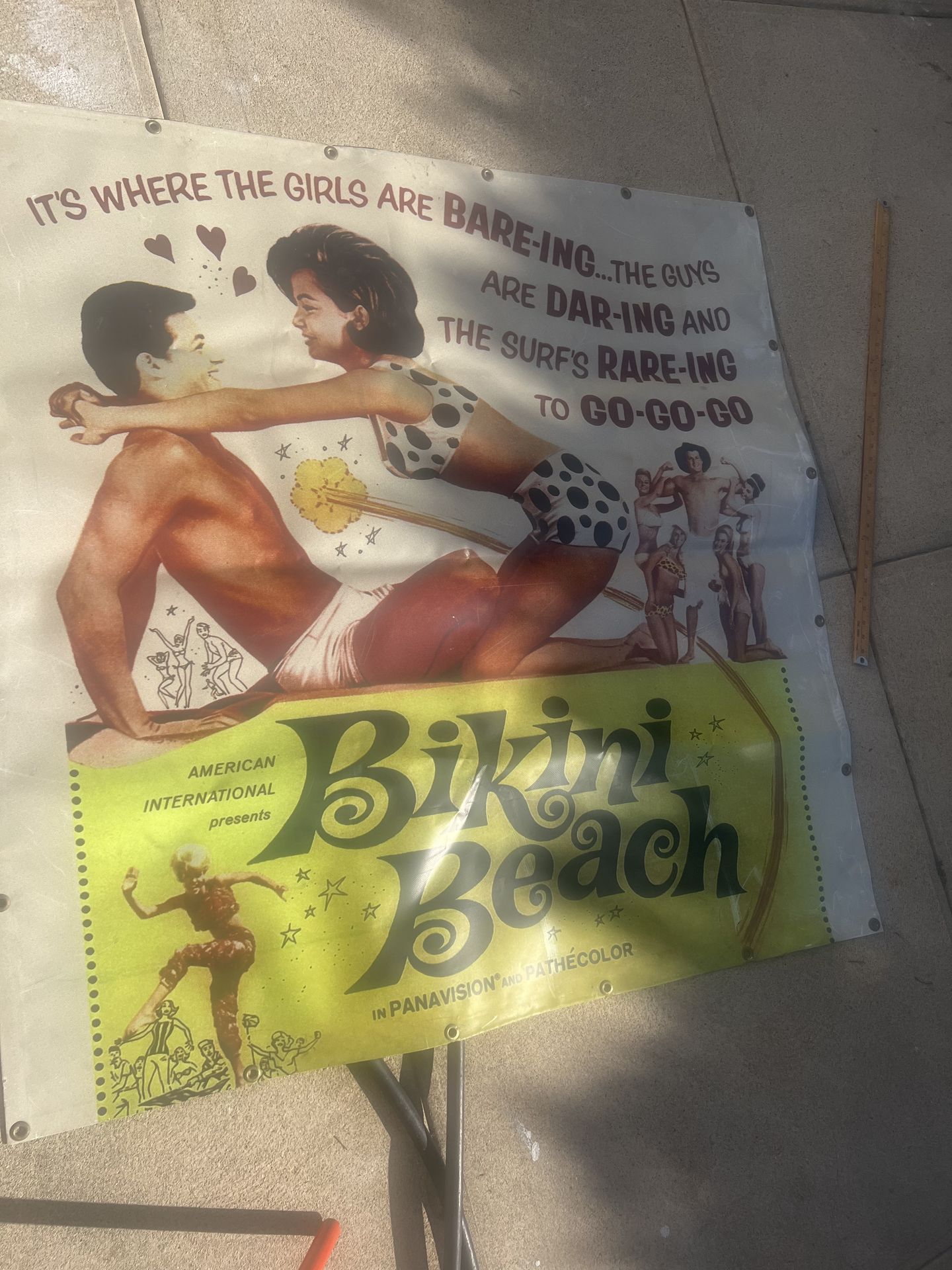 1960 ‘Bikini Beach’ Heavy Vinyl Movie Banner Sign