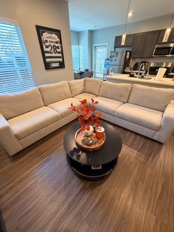 Beige L-Shaped Sectional Sofa