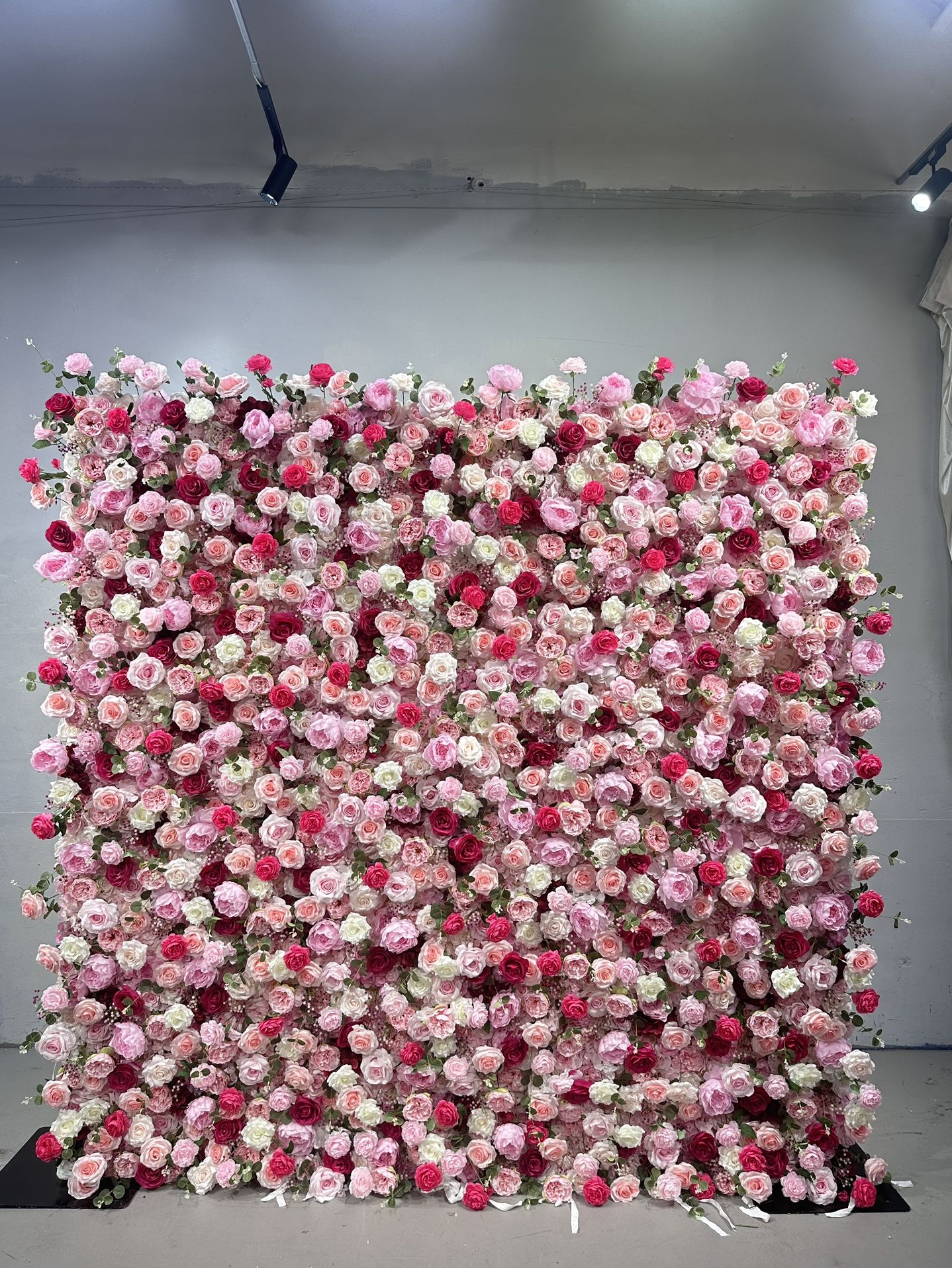 8x8ft Pink & Red Artificial Roses Flower Wall Backdrop for Wedding and Party Decor