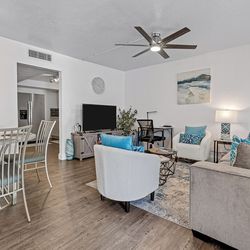 Complete Living room set with Dunn table set and Tav stand with end tables and lamps