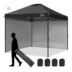 10x10 Pop-Up Canopy Tent, Waterproof, Portable Shade with Side Walls, Adjustable Instant Outdoor Shelter for Camping, Backyard, and Events, Black